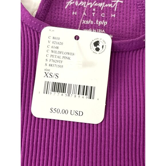 Free People x Hatch Happiness Runs Crop Top Sz XS/S Wildflower Petal Pink NWT - Picture 3 of 3